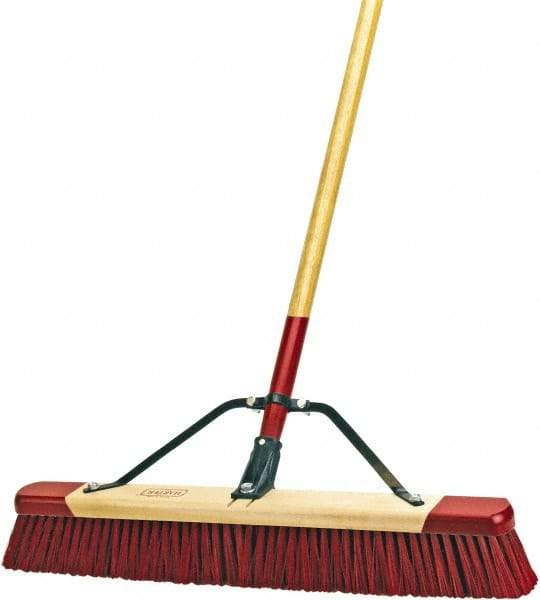 Harper Brush - 24" Rough Surface Synthetic Push Broom - 3" Bristle Length, Wood Block, Bolt-On Handle Connection, Handle Included - Makers Industrial Supply