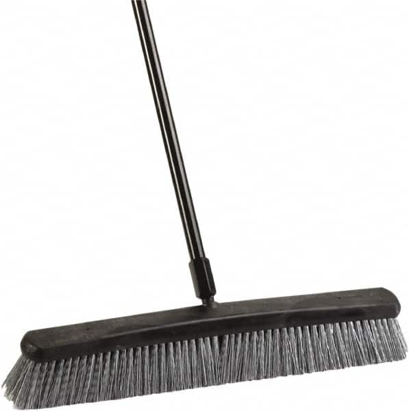 Harper Brush - 24" Rough Surface Synthetic Push Broom - 3" Bristle Length, Plastic Block, Threaded Handle Connection, Handle Included - Makers Industrial Supply