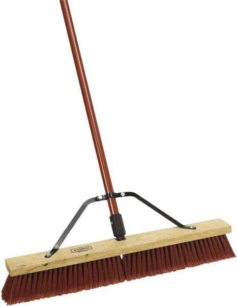 Harper Brush - 24" Medium Duty Synthetic Push Broom - 3" Bristle Length, Wood Block, Threaded Handle Connection, Handle Sold Separately - Makers Industrial Supply