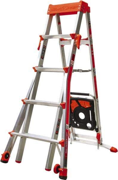 Little Giant Ladder - 6 Steps, 8' High, Type IA Rating, Aluminum Multi-Use Ladder - 300 Lb Load Capacity, 27" Base Width - Makers Industrial Supply