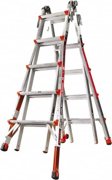 Little Giant Ladder - 18 Steps, 19' High, Type IA Rating, Aluminum Multi-Use Ladder - 300 Lb Load Capacity, 26-1/2" Base Width - Makers Industrial Supply