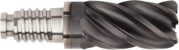 Kennametal - 20mm Diam, 30mm LOC, 5 Flute, 4mm Corner Radius End Mill Head - Solid Carbide, AlTiN Finish, Duo-Lock 20 Connection, Spiral Flute, 37 & 39° Helix - Makers Industrial Supply