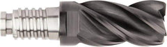 Kennametal - 16mm Diam, 24mm LOC, 4 Flute, 1.5mm Corner Radius End Mill Head - Solid Carbide, AlTiN Finish, Duo-Lock 16 Connection, Spiral Flute, 37 & 39° Helix, Centercutting - Makers Industrial Supply