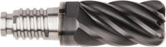 Kennametal - 16mm Diam, 24mm LOC, 6 Flute, 1mm Corner Radius End Mill Head - Solid Carbide, AlTiN Finish, Duo-Lock 16 Connection, Spiral Flute, 37 & 39° Helix, Centercutting - Makers Industrial Supply