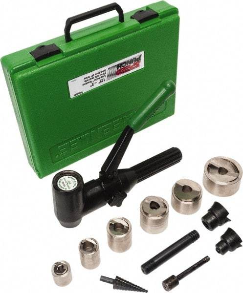 Greenlee - 19 Piece, .885 to 2.416" Punch Hole Diam, Hydraulic Knockout Set - Round Punch, 10 Gage Steel - Makers Industrial Supply