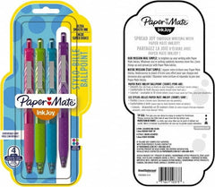 Paper Mate - 1mm Ball Point Retractable Ball Point Pen - Pink, Lime, Turquoise & Purple - Makers Industrial Supply