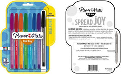 Paper Mate - 1mm Ball Point Ball Point Pen - Pink, Red, Orange, Green, Turquoise, Blue, Purple & Black - Makers Industrial Supply