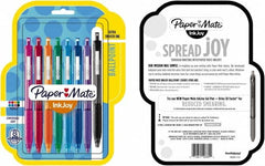 Paper Mate - 1mm Ball Point Retractable Ball Point Pen - Pink, Red, Orange, Green, Turquoise, Blue, Purple & Black - Makers Industrial Supply