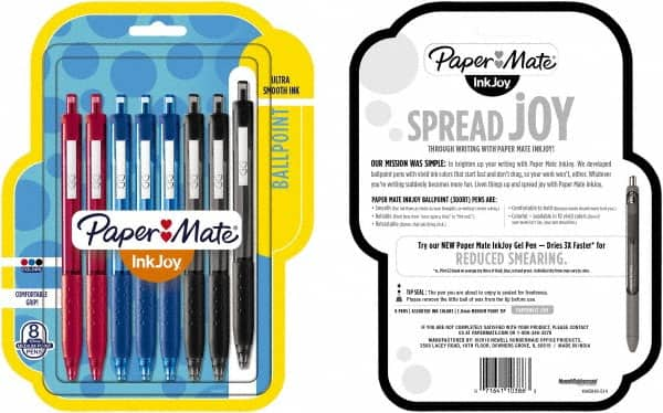 Paper Mate - 1mm Ball Point Retractable Ball Point Pen - Red, Blue & Black - Makers Industrial Supply