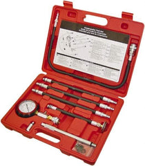 Lang - 8 Piece Dial Engine Compression Test Kit - 300 Max Pressure, 0 to 300 PSI (0 to 21 Kg/cm2) Scale - Makers Industrial Supply