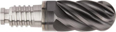 Kennametal - 1" Mill Diam, 1-1/2" LOC, Solid Carbide Ball End Mill Head - Spiral Flute, Right Hand Cut, 39° Helix, 6 Flutes, AlTiN Finish - Makers Industrial Supply