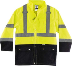 Ergodyne - Size S, Lime, Rain Jacket - 3 Pockets, Rollaway Hood - Makers Industrial Supply