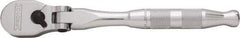 Proto - 3/8" Drive Pear Head Ratchet - Full Polish Chrome Finish, 7" OAL, 90 Gear Teeth, Standard Handle, Reversible Flex Head - Makers Industrial Supply