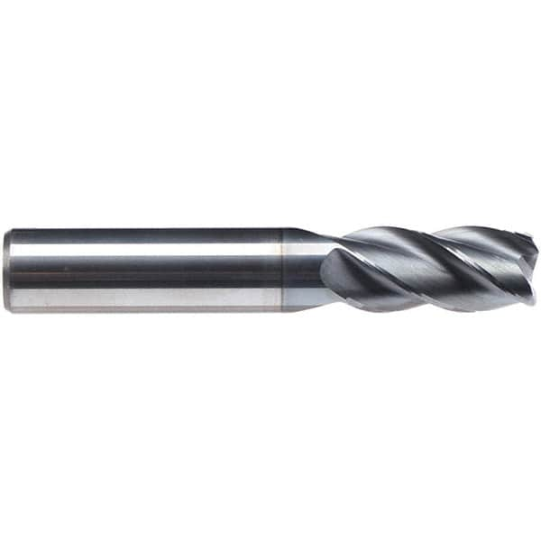 Emuge - 7/16" Diam, 1" LOC, 4 Flute Solid Carbide Roughing & Finishing End Mill - CrN Finish, 2-3/4" OAL, 7/16" Shank Diam, Cylindrical Shank, 38° Helix, Centercutting, Regular Length - Makers Industrial Supply