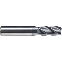 Emuge - 1/2" Diam, 1" LOC, 4 Flute Solid Carbide Roughing & Finishing End Mill - CrN Finish, 3" OAL, 1/2" Shank Diam, Cylindrical Shank, 38° Helix, Centercutting, Regular Length - Makers Industrial Supply