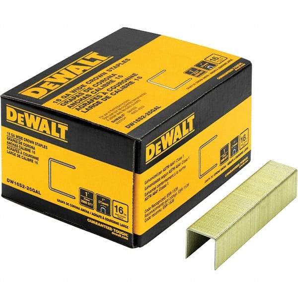 DeWALT - 1" Long x 1/16" Wide, 16 Gauge Crowned Construction Staple - Steel, Galvanized Finish - Makers Industrial Supply