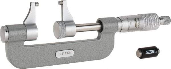 SPI - 1 to 2" Range, 0.001" Graduation, Mechanical Outside Micrometer - Ratchet Stop Thimble, Accurate to 0.00025" - Makers Industrial Supply