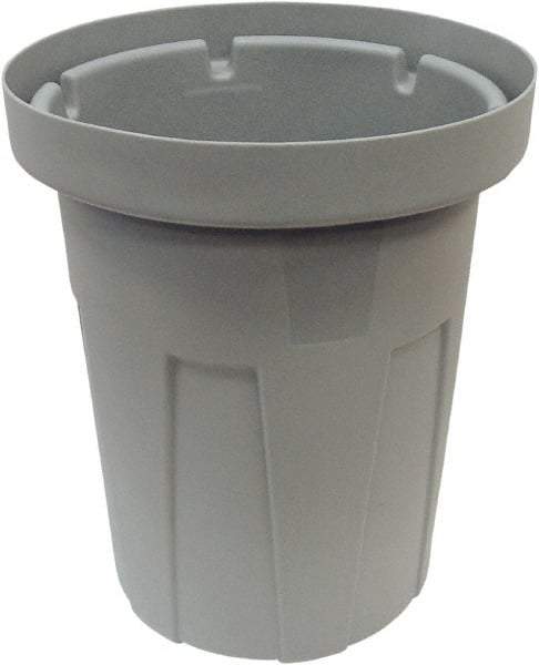 Made in USA - 40 Gal Gray Round Trash Can - Polyethylene, None Graphic, Lid Not Included - Makers Industrial Supply