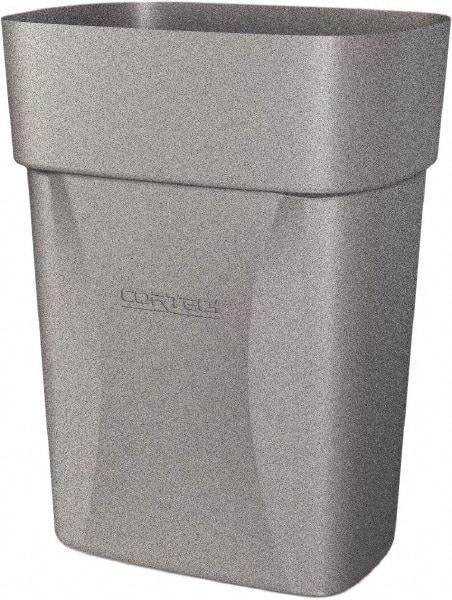 Made in USA - 14 Qt Gray Rectangle Trash Can - Polyethylene, None Graphic, Lid Not Included - Makers Industrial Supply