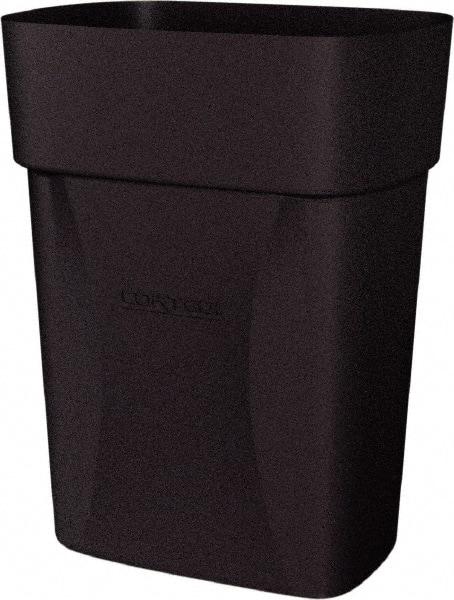 Made in USA - 14 Qt Black Rectangle Trash Can - Polyethylene, None Graphic, Lid Not Included - Makers Industrial Supply