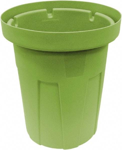 Made in USA - 25 Gal Green Round Trash Can - Polyethylene, None Graphic, Lid Not Included - Makers Industrial Supply