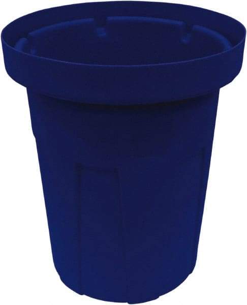 Made in USA - 35 Gal Blue Round Trash Can - Polyethylene, None Graphic, Lid Not Included - Makers Industrial Supply