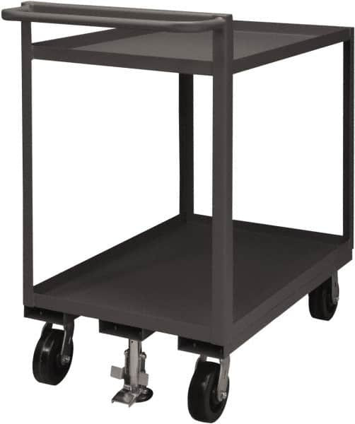 Durham - 1,500 Lb Capacity, 30" Wide x 60" Long x 41-1/16" High Service Cart - 2 Shelf, Steel, 2 Rigid/2 Swivel Casters - Makers Industrial Supply