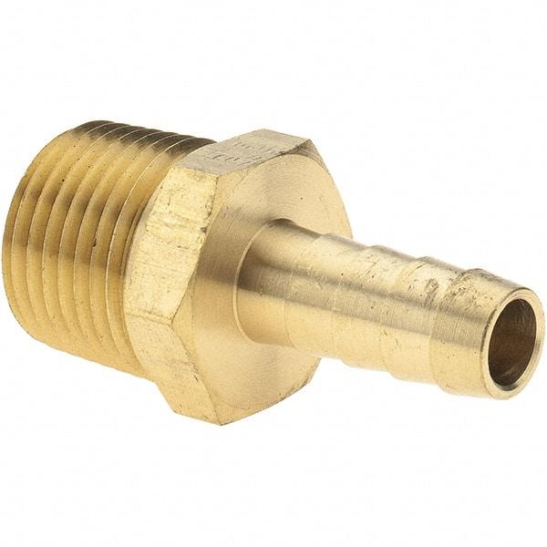 Value Collection - 1/2 NPT Thread Hose Barb x Male NPT Connector - 3/8" ID Hose, Brass - Makers Industrial Supply