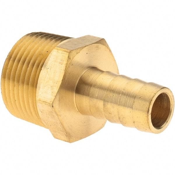 Value Collection - 3/4 NPT Thread Hose Barb x Male NPT Connector - 1/2" ID Hose, Brass - Makers Industrial Supply