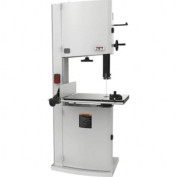 Jet - 20" Throat Capacity, Step Pulley Vertical Bandsaw - 2,530/4,850 SFPM, 3 hp, Single Phase - Makers Industrial Supply