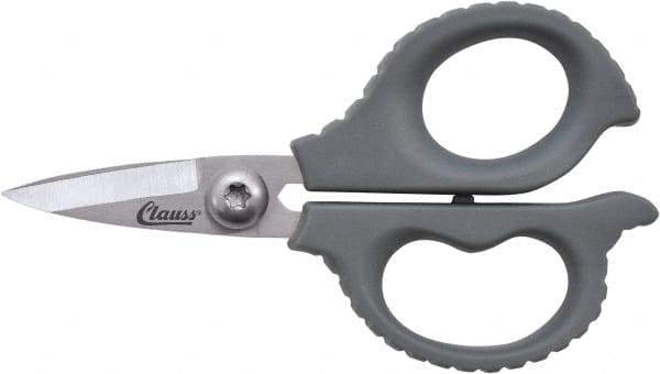 Clauss - 1/2" LOC, 6" OAL Stainless Steel High Leverage Scissors - Ambidextrous, Full Serrated, Glass-Filled Nylon Straight Handle, For Cutting, Kevlar - Makers Industrial Supply