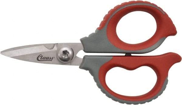 Clauss - 1/2" LOC, 6" OAL Stainless Steel High Leverage Scissors - Ambidextrous, Full Serrated, Glass-Filled Nylon Straight Handle, For Cutting, Electrical Use - Makers Industrial Supply