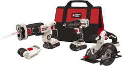 Porter-Cable - 20 Volt Cordless Tool Combination Kit - Includes 1/2" Drill/Driver, 5-1/2" Circular Saw, Compact Reciprocating Saw & Work Light, Lithium-Ion Battery Included - Makers Industrial Supply