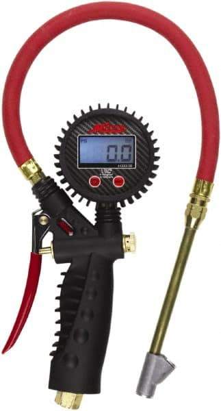 Milton - 0 to 255 psi Digital Straight Foot Dual Head Tire Pressure Gauge - AAA Battery, 15' Hose Length - Makers Industrial Supply