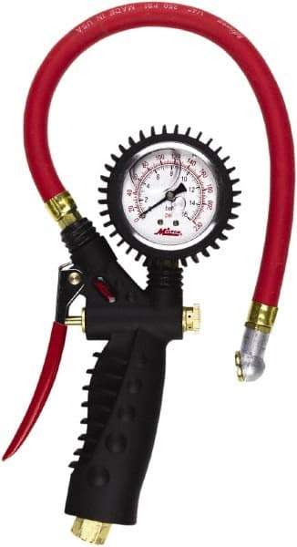 Milton - 0 to 230 psi Dial Ball Foot Tire Pressure Gauge - 15' Hose Length - Makers Industrial Supply