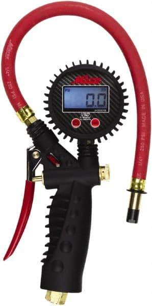 Milton - 0 to 255 psi Digital Straight Tire Pressure Gauge - AAA Battery, 15' Hose Length - Makers Industrial Supply