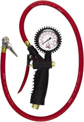 Milton - 0 to 230 psi Dial Ball Foot with Clip Tire Pressure Gauge - 36' Hose Length - Makers Industrial Supply