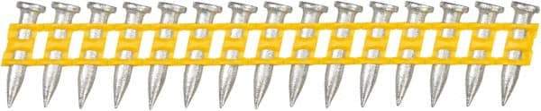 DeWALT - 9 Gauge 0.145" Shank Diam 3/4" Long Concrete Nails for Power Nailers - Steel, Zinc Finish, Smooth Shank, Angled Stick Plastic Collation, Round Head - Makers Industrial Supply