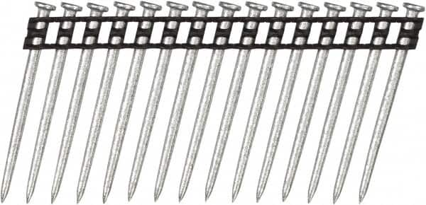 DeWALT - 10 Gauge 0.137" Shank Diam 2-1/4" Long Concrete Nails for Power Nailers - Steel, Zinc Finish, Smooth Shank, Angled Stick Plastic Collation, Round Head - Makers Industrial Supply