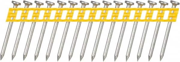 DeWALT - 13 Gauge 0.102" Shank Diam 1-1/2" Long Concrete Nails for Power Nailers - Steel, Zinc Finish, Smooth Shank, Angled Stick Plastic Collation, Round Head - Makers Industrial Supply