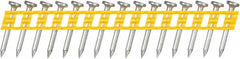 DeWALT - 13 Gauge 0.102" Shank Diam 1" Long Concrete Nails for Power Nailers - Steel, Zinc Finish, Smooth Shank, Angled Stick Plastic Collation, Round Head - Makers Industrial Supply