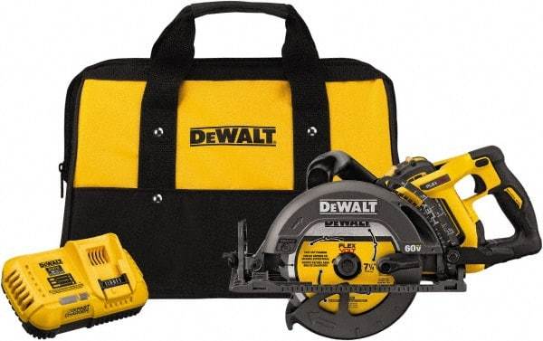 DeWALT - 60 Volt, 7-1/4" Blade, Cordless Circular Saw - 5,800 RPM, 1 Lithium-Ion Battery Included - Makers Industrial Supply