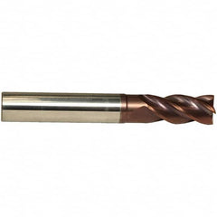 Emuge - 5mm Diam, 9mm LOC, 4 Flute Solid Carbide Roughing & Finishing End Mill - TiAlN Finish, 54mm OAL, 6mm Shank Diam, Cylindrical Shank, 38° Helix, Centercutting, Long Length - Makers Industrial Supply