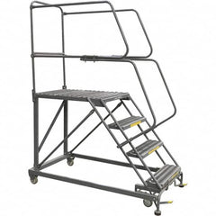 Ballymore - 76" 4 Step Single Entry Work Platform - Rolling Work Platform, 800 Lb Capacity, 40" Platform Height, 33" Base Width x 71" Base Depth, Grip Strut - Makers Industrial Supply