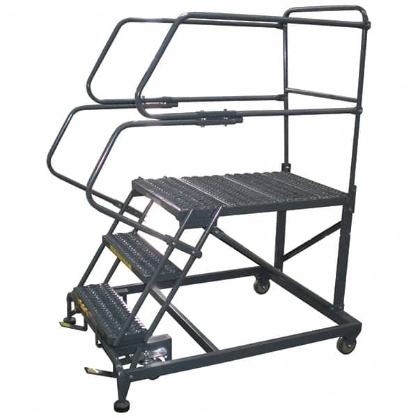 Ballymore - 66" 3 Step Single Entry Work Platform - Rolling Work Platform, 800 Lb Capacity, 30" Platform Height, 38" Base Width x 65" Base Depth, Grip Strut - Makers Industrial Supply