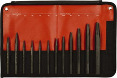 Mayhew - 12 Piece, 3/32 to 3/8", Center & Prick Punch Set - Hex Shank, Steel, Comes in Kit Bag - Makers Industrial Supply