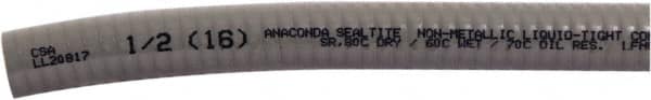 Anaconda Sealtite - 1" Trade Size, 100' Long, Flexible Liquidtight Conduit - PVC, 25.4mm ID, Gray - Makers Industrial Supply