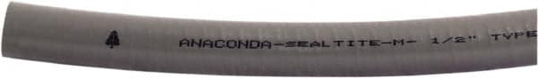 Anaconda Sealtite - 1/2" Trade Size, 500' Long, Flexible Liquidtight Conduit - Galvanized Steel & PVC, 1/2" ID, Gray - Makers Industrial Supply