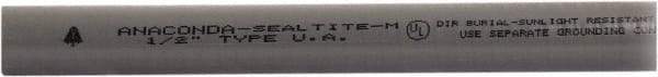 Anaconda Sealtite - 3/8" Trade Size, 100' Long, Flexible Liquidtight Conduit - Galvanized Steel & PVC, 9.525mm ID, Gray - Makers Industrial Supply