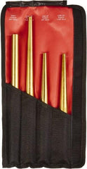 Mayhew - 4 Piece, 3/4 to 7/16", X-Long Punch - Round Shank, Brass, Comes in Kit Bag - Makers Industrial Supply